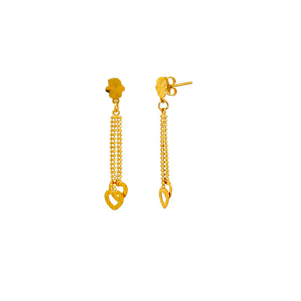 22K Gold Screw Drop Earrings 2.66g