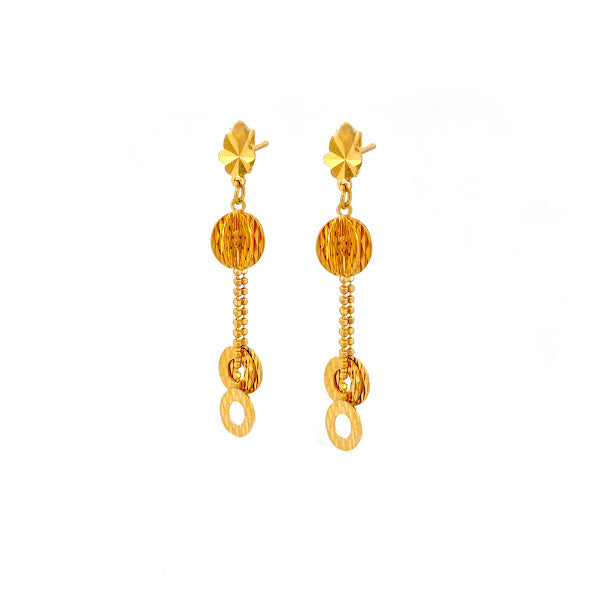 22K Gold Screw Drop Earrings 5.16g