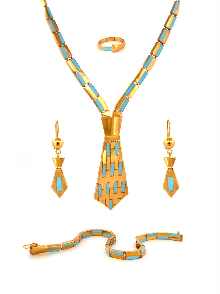 22K Gold Necklace ,Earrings ,Bracelet & Ring 44.5g