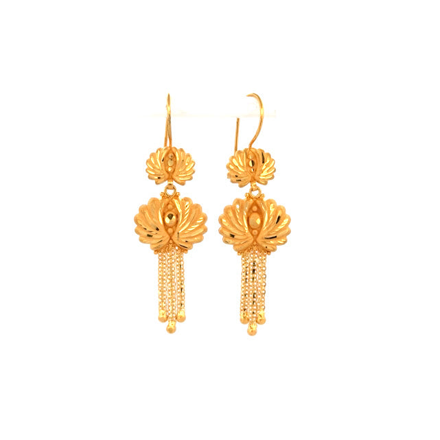 22K Gold Hook Drop Earrings 5.64g