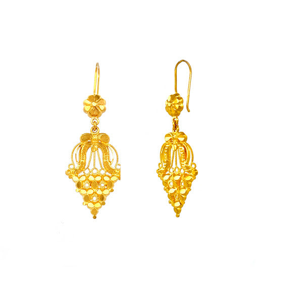 22K Gold Hook Drop Earrings 5.75g 