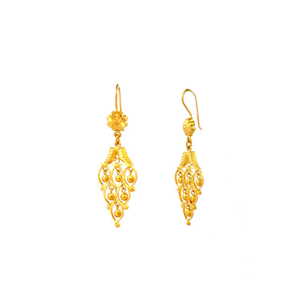 22K Gold Hook Drop Earrings 5.86g
