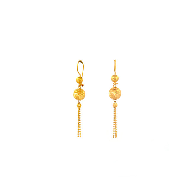 22K Gold Hook Drop Earrings 5.89g