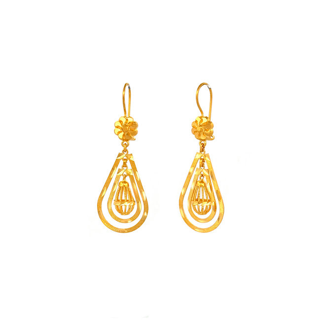22K Gold Hook Drop Earrings 5.96g