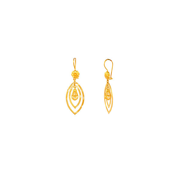 22K Gold Hook Drop Earrings 6.09g