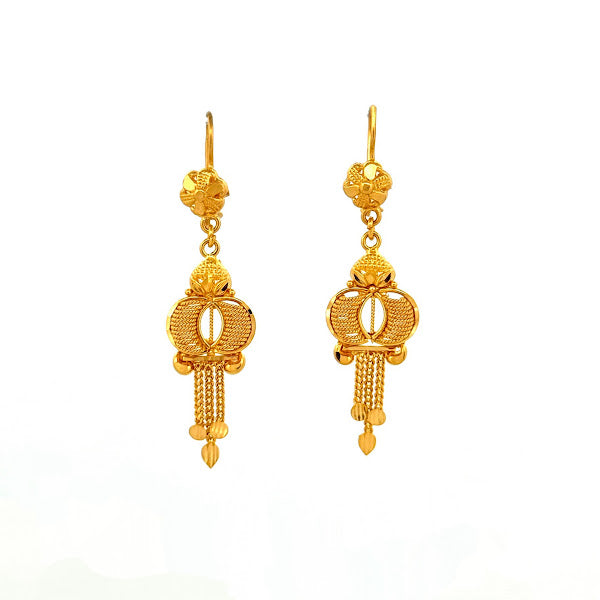 22K Gold Hook Drop Earrings 6.24g