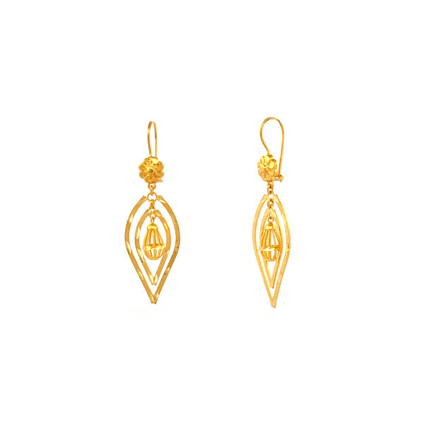 22K Gold Hook Drop Earrings 6.26g 