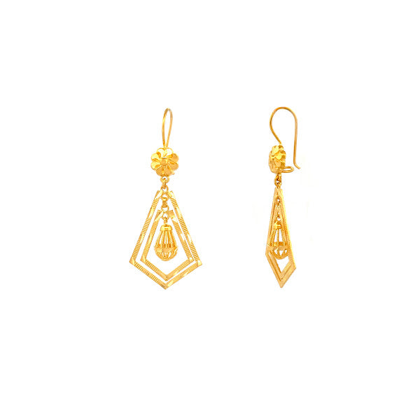 22K Gold Hook Drop Earrings 6.36g
