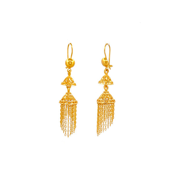 22K Gold Hook Drop Earrings 6.41g 