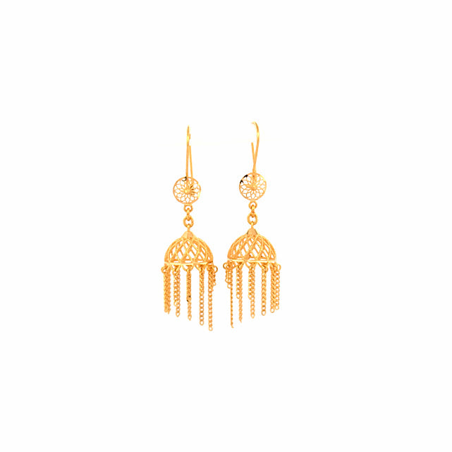 22K Gold Hook Drop Earrings 6.46g