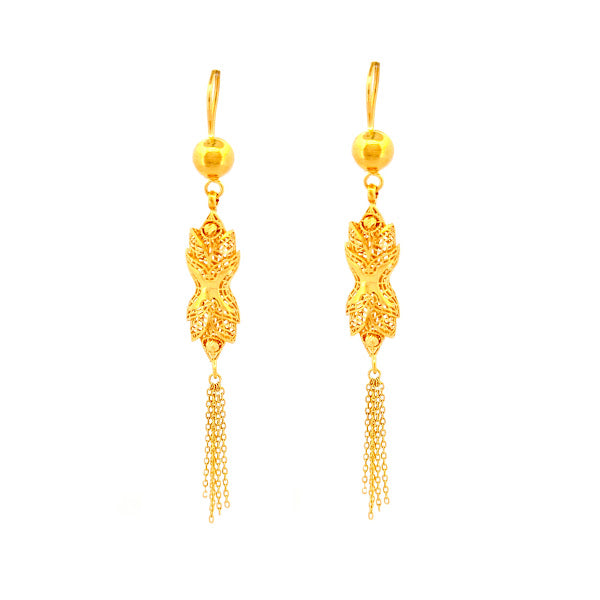 22K Gold Hook Drop Earrings 6.71g
