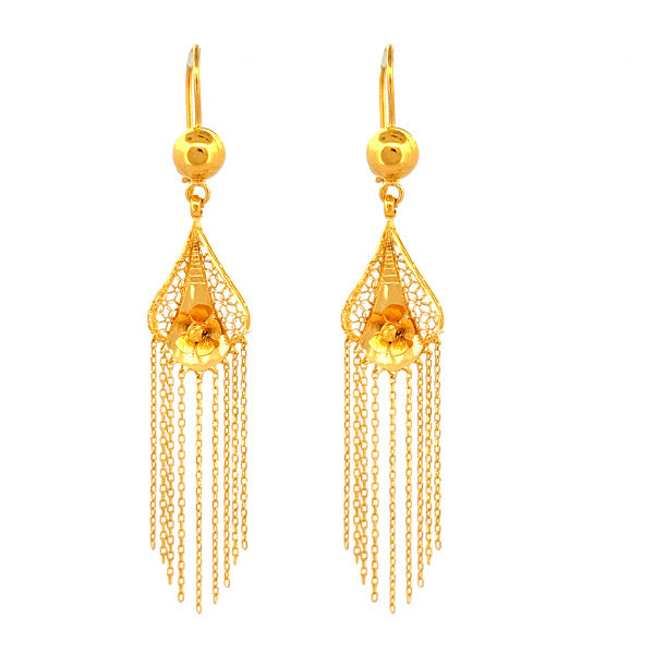 22K Gold Hook Drop Earrings 6.77g
