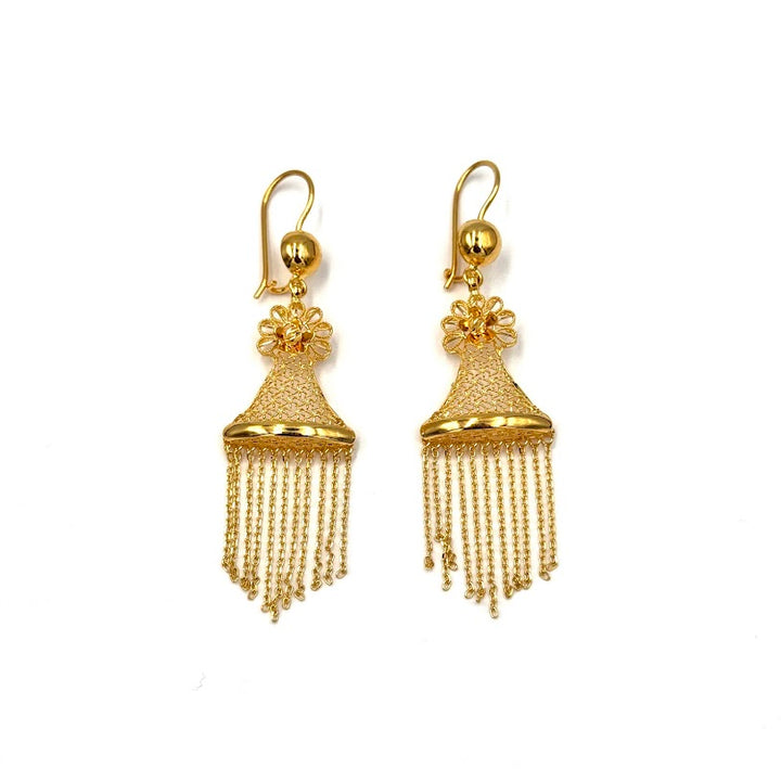 22K Gold Hook Drop Earrings 6.78g