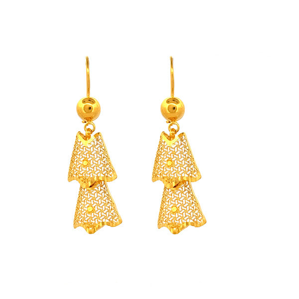22K Gold Hook Drop Earrings 6.95g