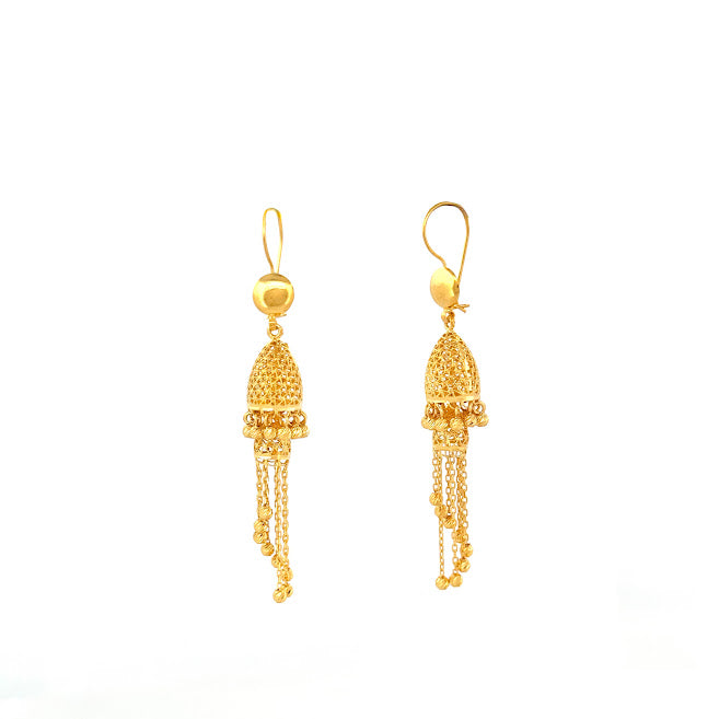 22K Gold Hook Drop Earrings 7.43g 