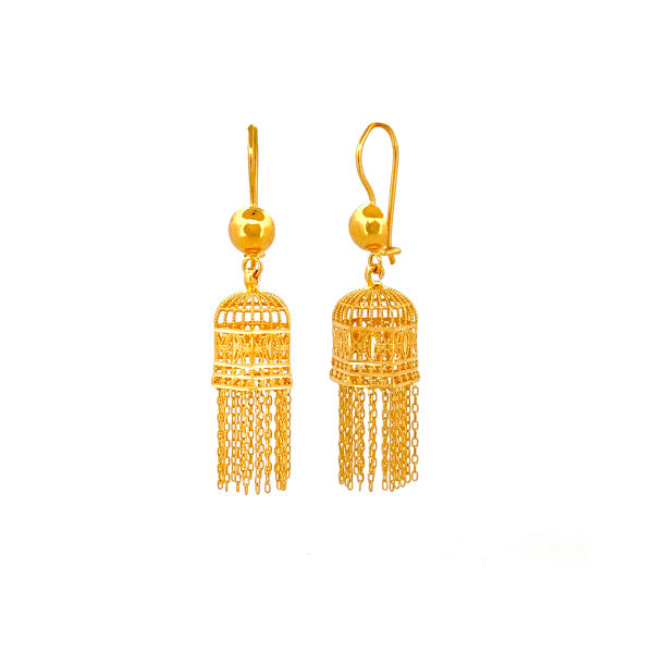 22K Gold Hook Drop Earrings 8.29g 