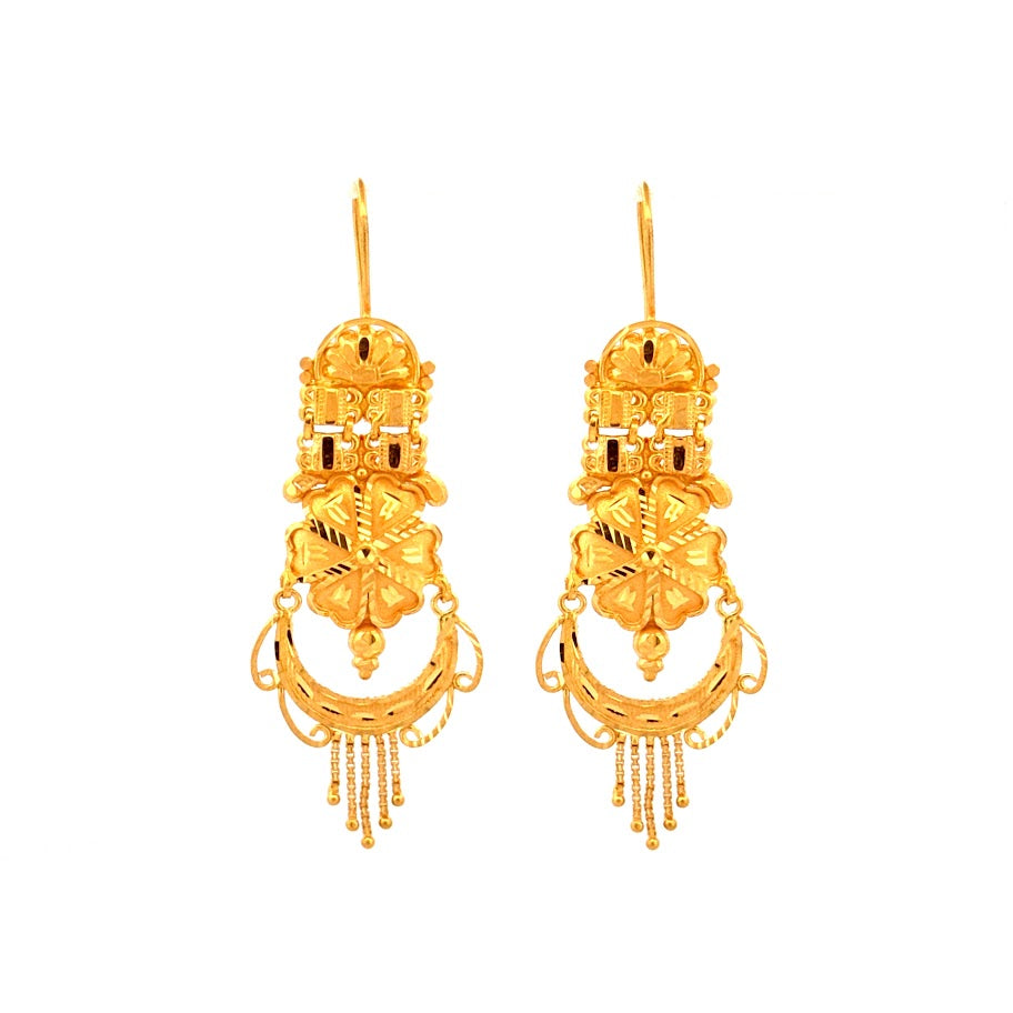 22K Gold Hook Drop Earrings 8.32g