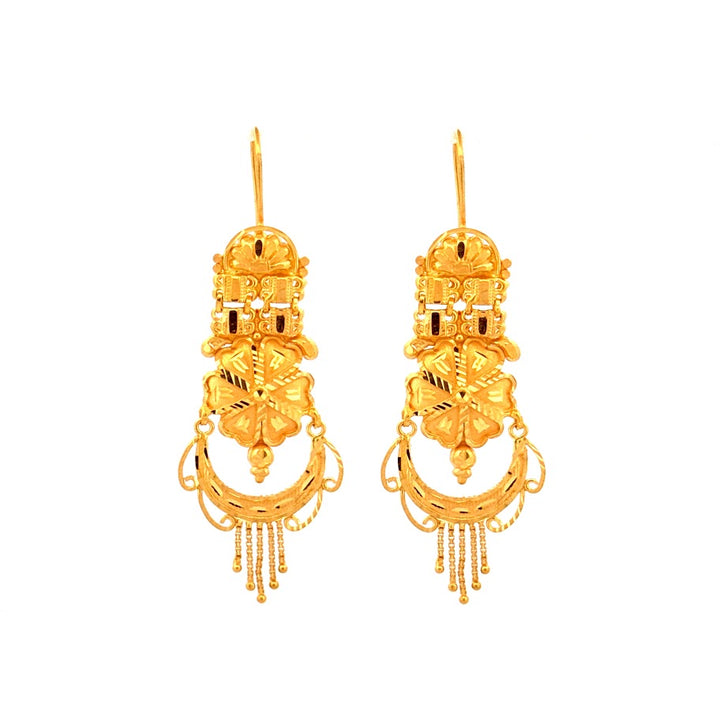 22K Gold Hook Drop Earrings 8.32g