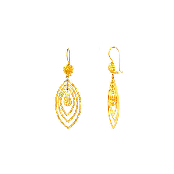 22K Gold Hook Drop Earrings 8.38g 