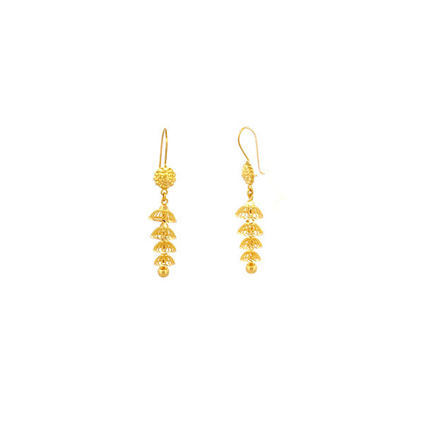 22K Gold Hook Drop Earrings 8.92g