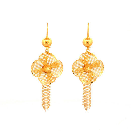 22K Gold Hook Drop Earrings 9.15g