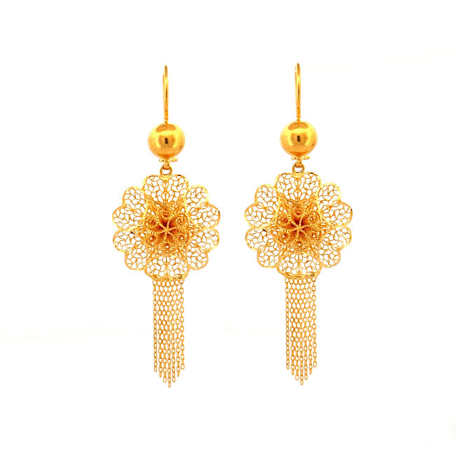 22K Gold Hook Drop Earrings 9.36g