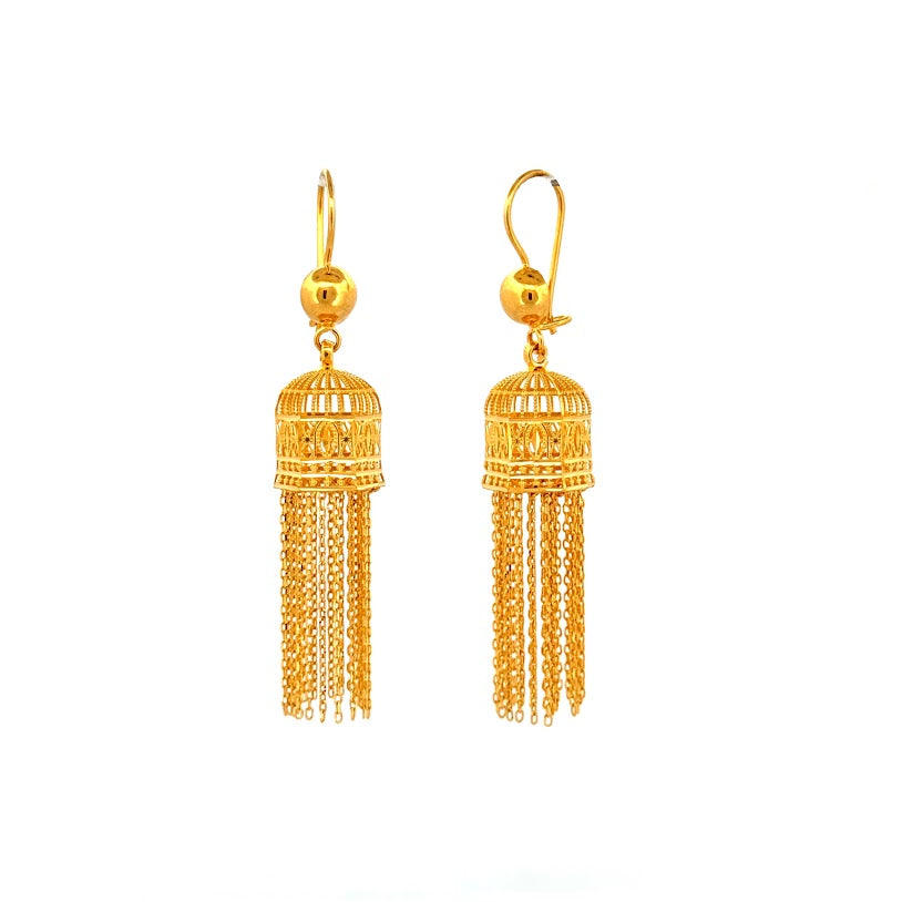 22K Gold Hook Drop Earrings 9.98g