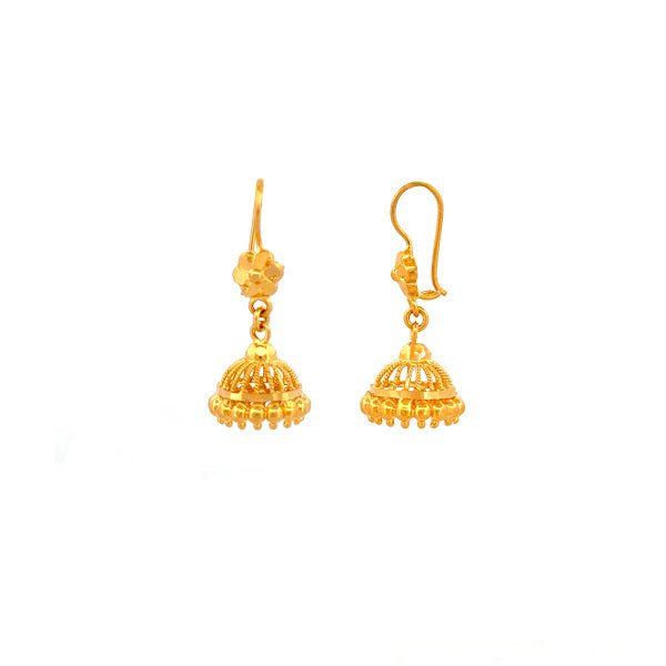 22K Gold Hook Drop Jhumka Earrings 4.86g 