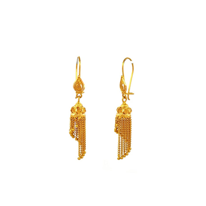 22K Gold Hook Drop Jumka Earrings 6.37g