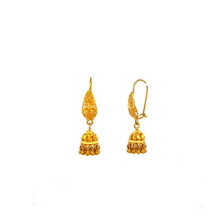 22K Gold Hook Drop Jumka Earrings 6.84g