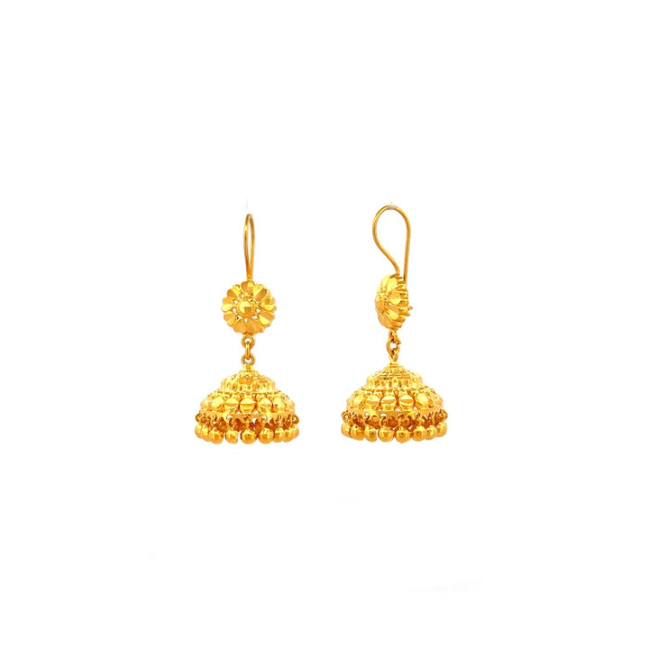 22K Gold Hook Drop Jumka Earrings 9.07g