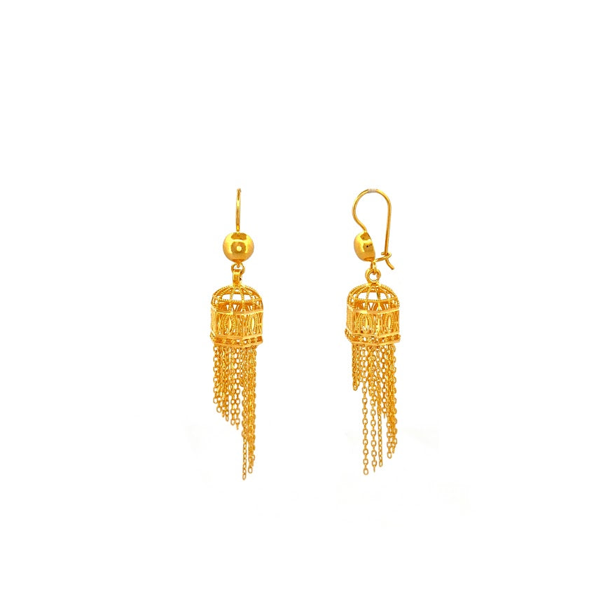 22K Gold Hook Drop Jumka Earrings 9.54g