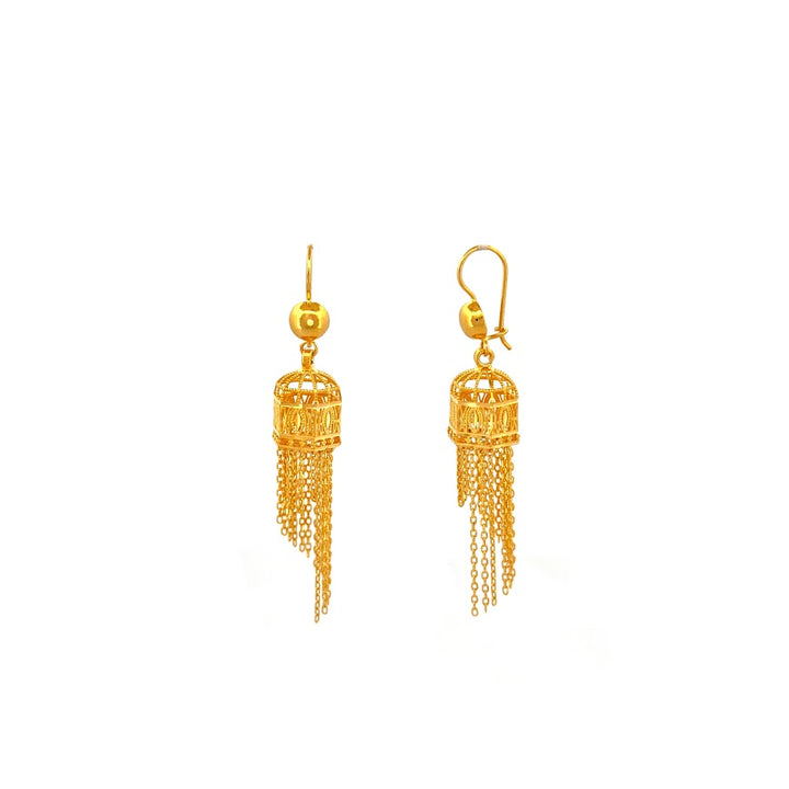 22K Gold Hook Drop Jumka Earrings 9.54g