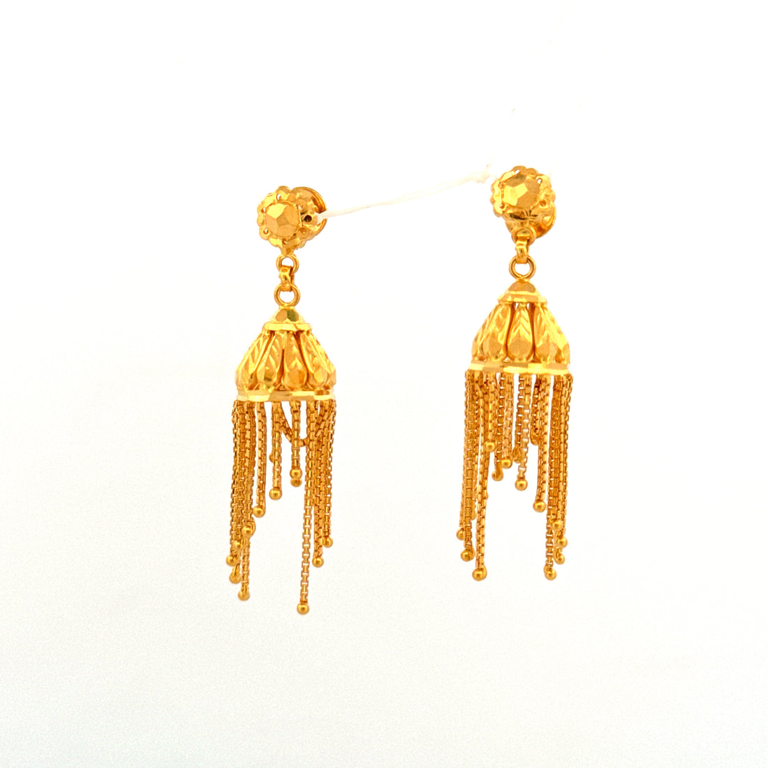 22K Gold Long Hanging Screw Lock Earrings 7.65g