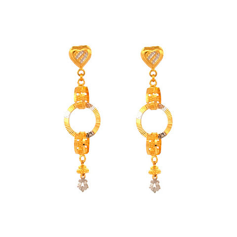 22K Gold Long Hanging Screw lock Earrings 4.85g
