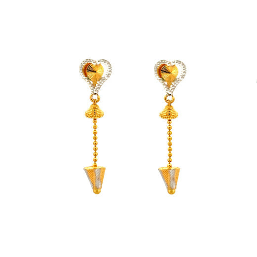 22K Gold Long Hanging screw lock Earrings 3.71