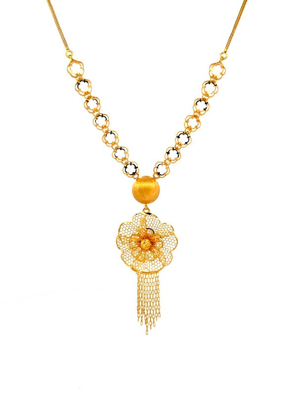 22K Gold Necklace & Earrings 11.33g 