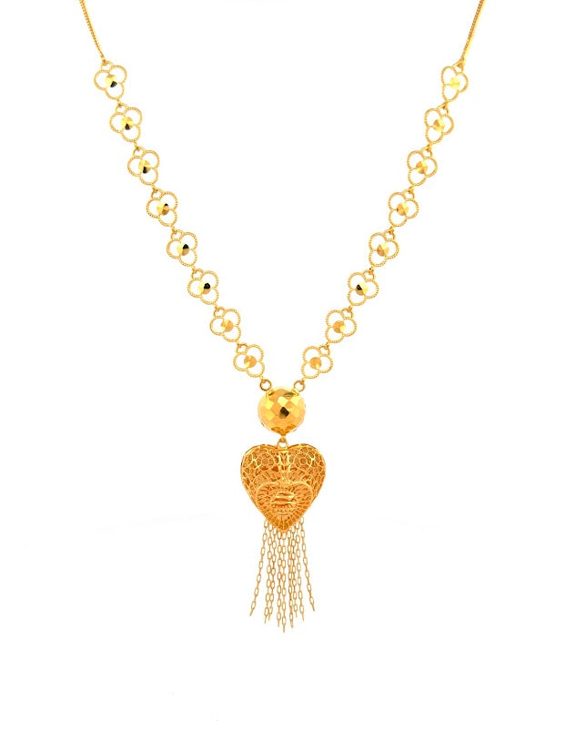 22K Gold Necklace & Earrings 12.10g