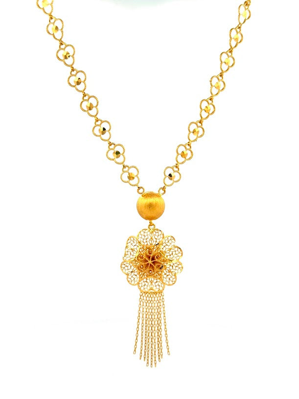 22K Gold Necklace & Earrings 12.32g