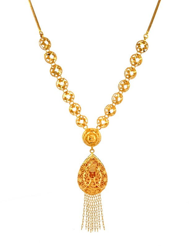 22K Gold Necklace & Earrings 12.93g