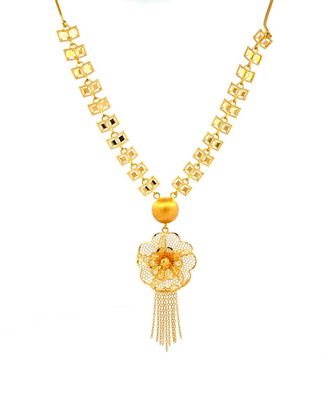 22K Gold Necklace & Earrings 14.75g 