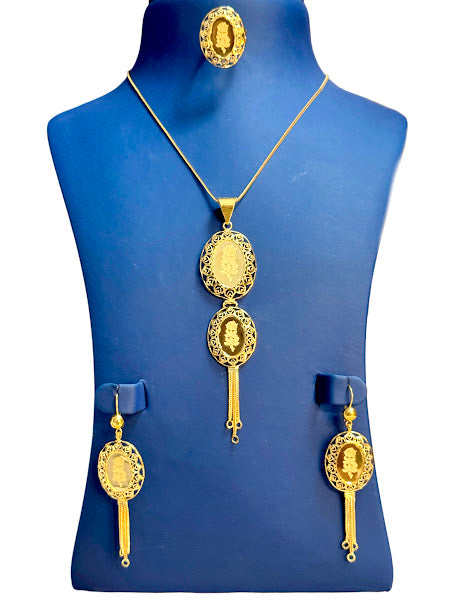 22K Gold Necklace & Earrings 15.99g