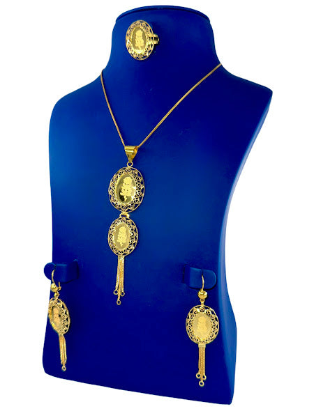 22K Gold Necklace & Earrings 15.99g_1