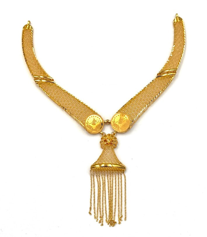 22K Gold Necklace & Earrings 18.01g