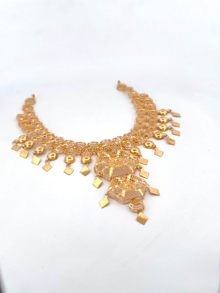 22K Gold Necklace & Earrings 23.55g 