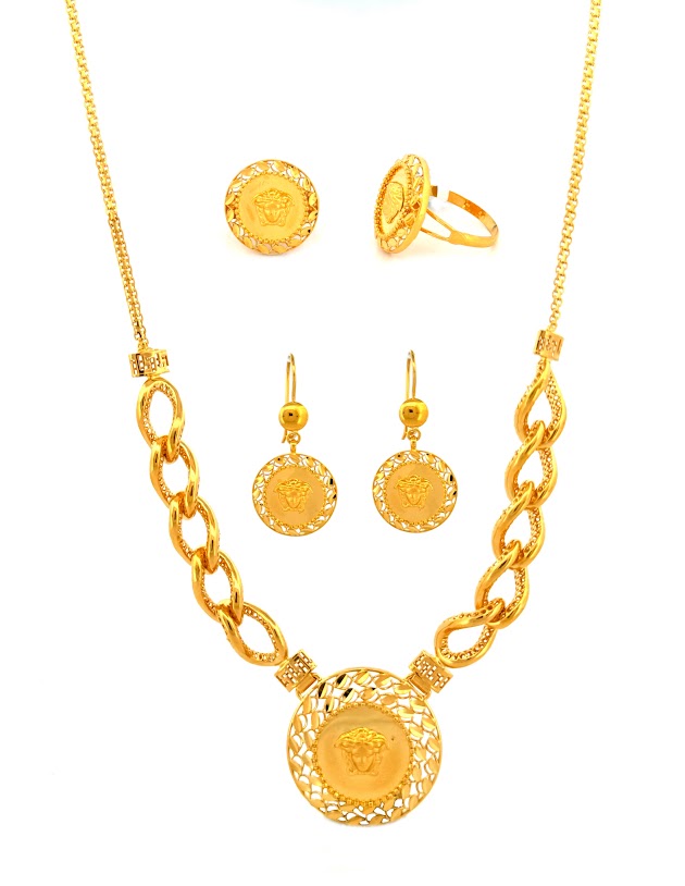 22K Gold Necklace & Earrings 32.19g 