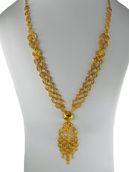 22K Gold Necklace & Earrings 34.2g
