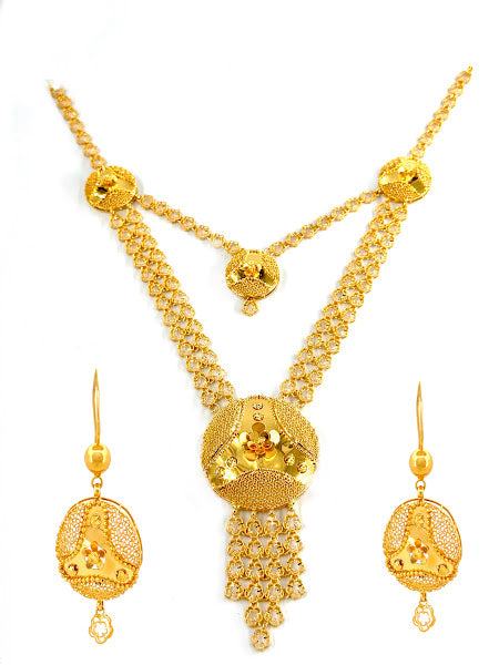 22K Gold Necklace & Earrings 35.14g_1
