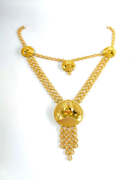22K Gold Necklace & Earrings 35.14g_2