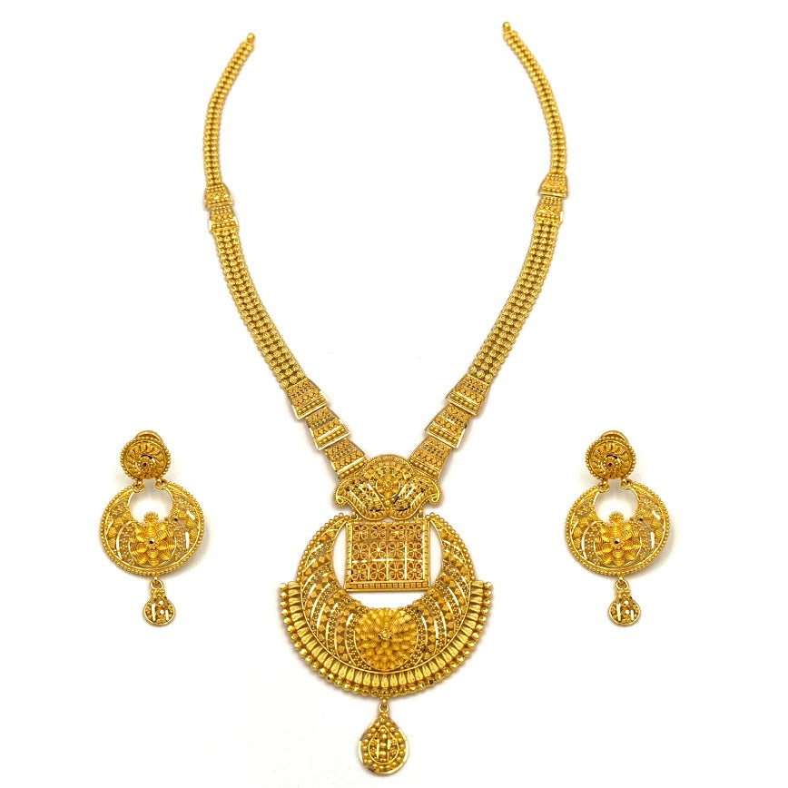 22K Gold Necklace & Earrings 59.89g